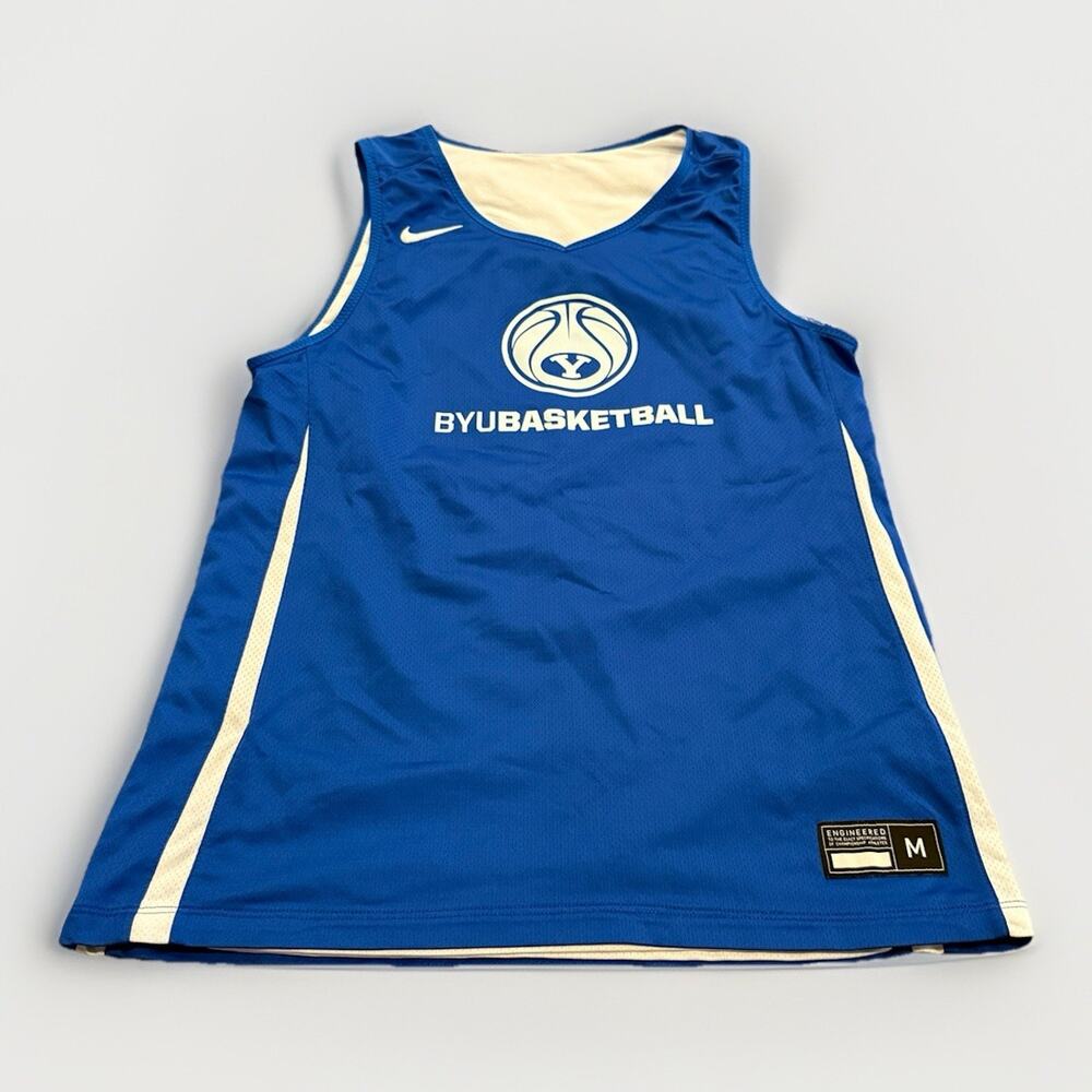 Nike Mens Blue White Reversible Byu Cougars Basketball Jersey Camp Size M Medium